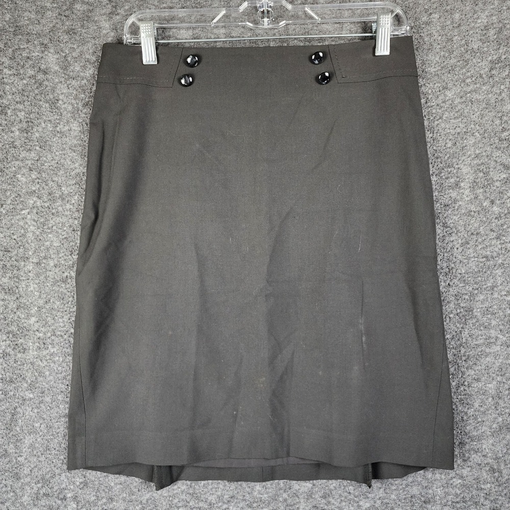 The Limited Skirt Womens 6 Pencil Sailor Charcoal Gray Decorative Buttons EUC